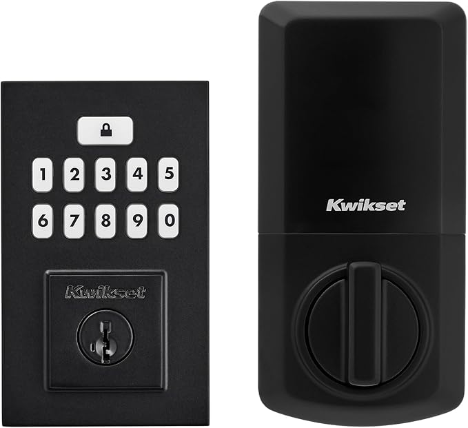 Kwikset SmartCode 260 Keyless Entry Electronic Keypad Deadbolt Door Lock with Auto-Lock, Custom User Codes, Advanced Security in Matte Black Contemporary