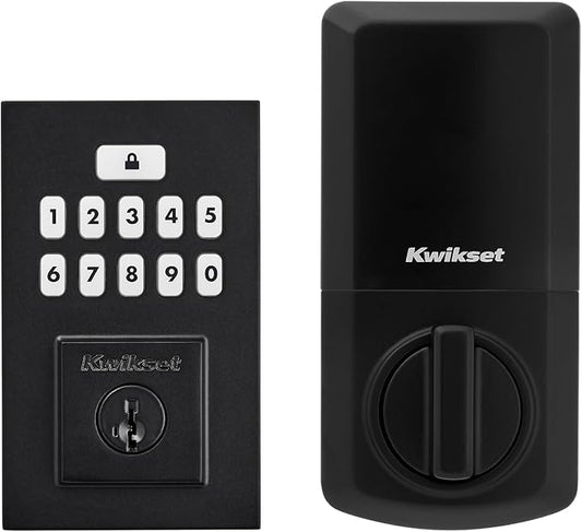 Kwikset SmartCode 260 Keyless Entry Electronic Keypad Deadbolt Door Lock with Auto-Lock, Custom User Codes, Advanced Security in Matte Black Contemporary