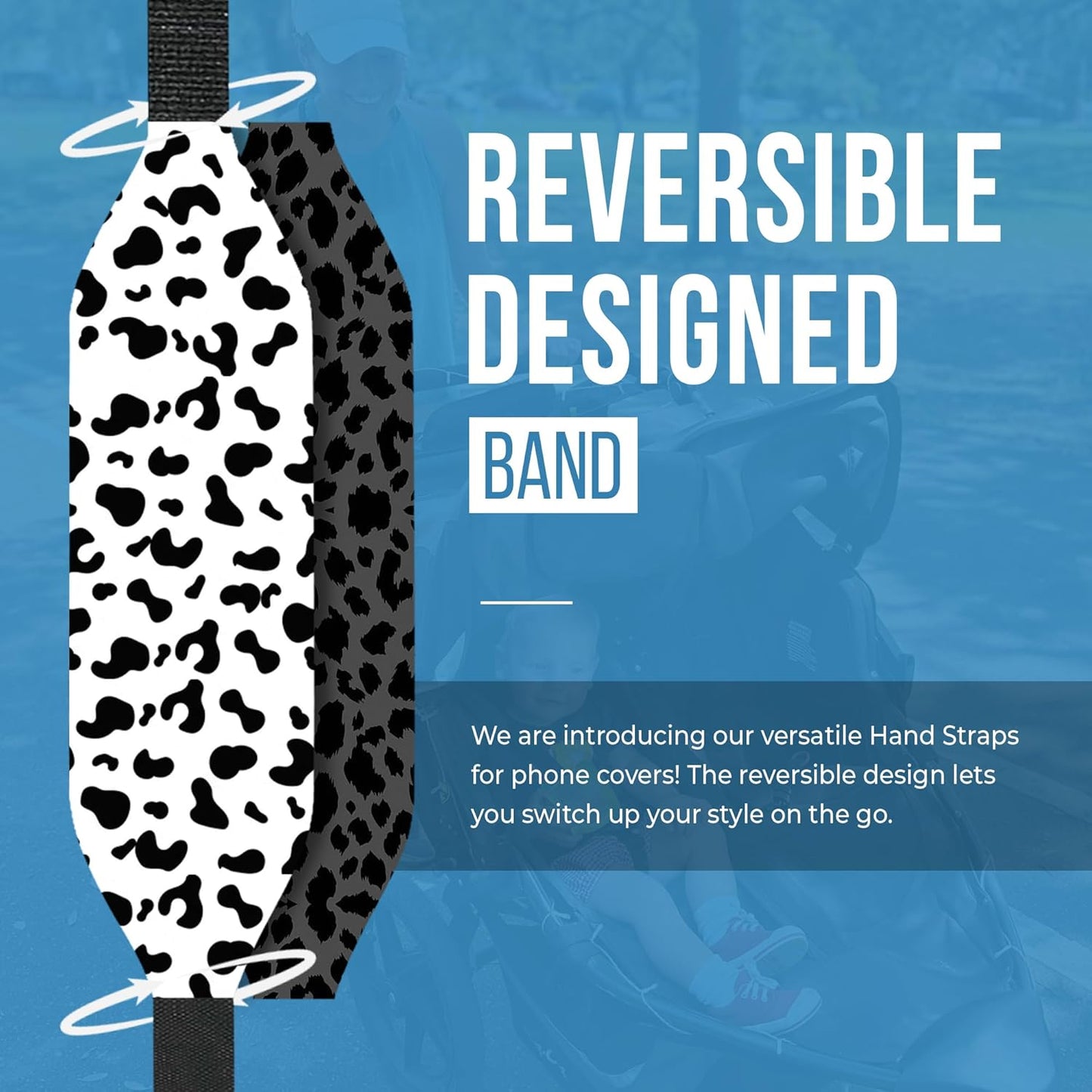 Phone Grip Strap - Reversible Finger Holder for Phone Back, Customizable Anti-Slip Design, Wireless Charging Compatible Detachable Holder for iPhone - Leopard Night