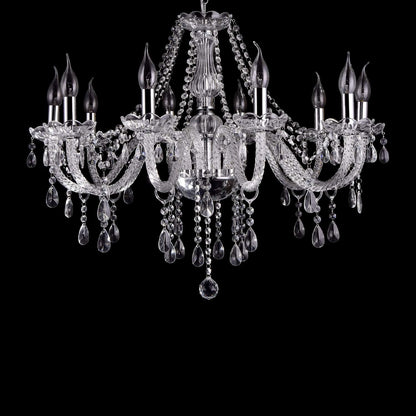 LIUMANG Modern Elegant 10 Lights K9 Crystal Glass Chandelier Pendant Ceiling Lighting European Style for Dining Living Room Bedroom Transparent, 10 E12 Bulbs Required