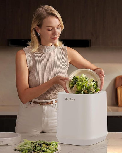 4L Electric Composter for Kitchen, Smart Countertop Compost Bin, Odorless | Low Noise | Auto-Cleaning | Turn Food Waste into Fertilizer, Indoor Food Waste Compost Machine, White