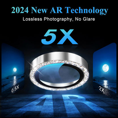 YWXTW Designed for iPhone 16 Pro/iPhone 16 Pro Max Camera Lens Protector Bling, [New Glitter Design] Individual Metal Tempered Glass Camera Cover Accessories Case Friendly (White Titanium)