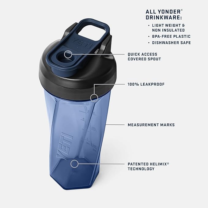 YETI Yonder Helimix Vortex Blender Shaker Bottle Holds up to 27oz | No Blending Ball or Whisk | USA Made | Portable Pre Workout Whey Protein Drink Shaker Cup | Dishwasher Safe, Venom