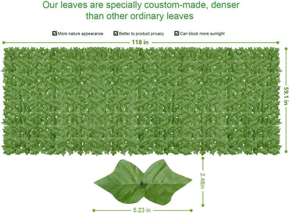 Artificial Ivy Privacy Fence Wall Screen,120x60 in in in UV-Anti Faux Greenery Backdrop Ivy Vine Leaf Hedges Fence Panels for Patio, Balcony, Garden, Backyard Indoor Outdoor Green Wall Decor