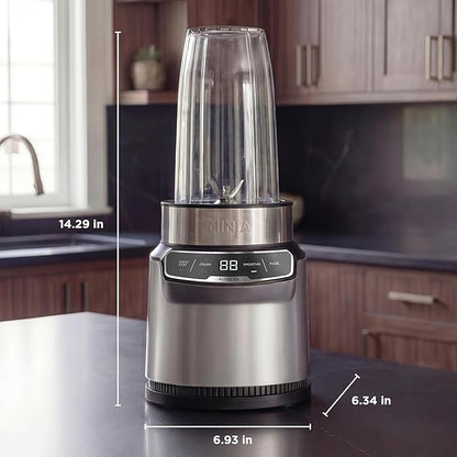 Ninja | Blender | Nutri Pro | Single Serve | For Smoothies, Salsa, Shakes and Frozen Drinks | Includes 2 Smoothie Cups & Lids | Crushes Ice, Fruit & Veggies |Silver | BN401