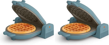 bella Flip-n-Store Waffle Maker,EverGood™ Ceramic Nonstick Coating,Fits-anywhere™ Kitchenware,Power Indicator Light & Touch Handle,7” Wide & 1" Deep Plates,1000 Watt,Surf,(Pack of 2)
