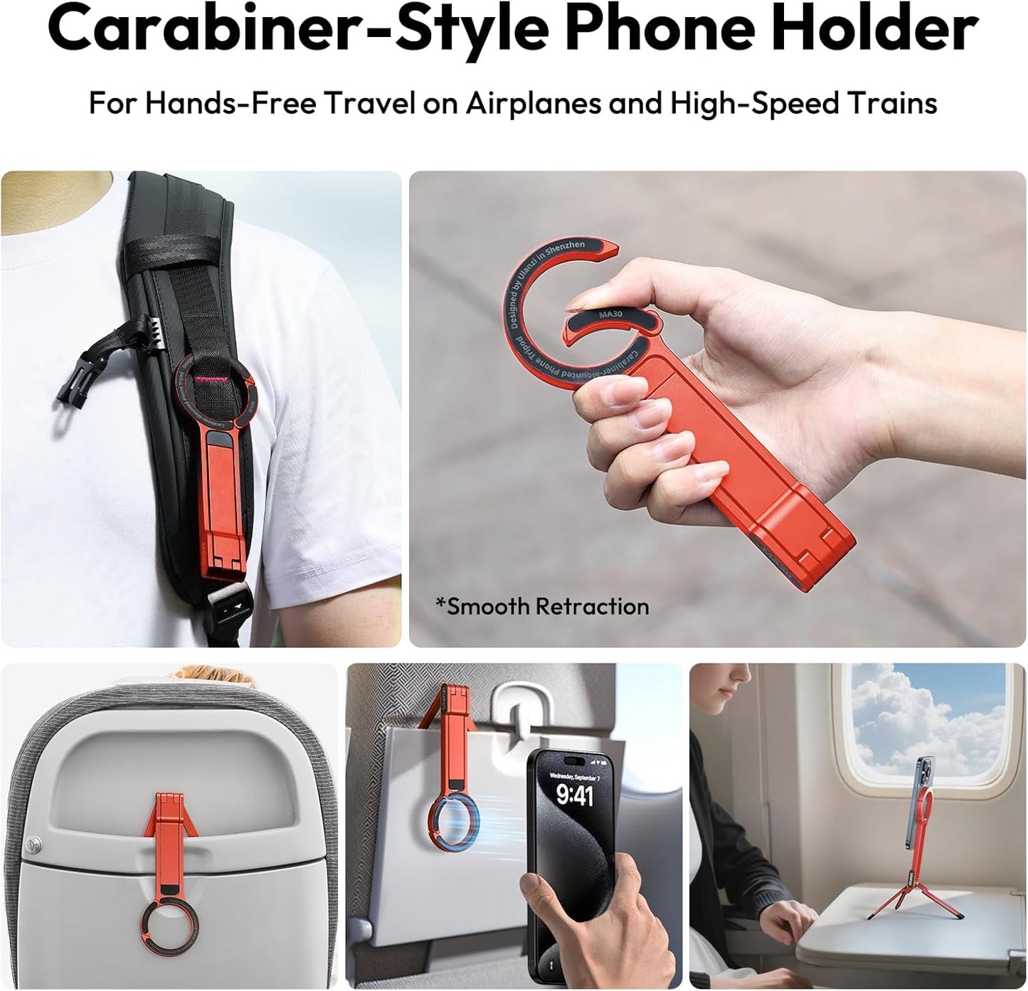 ULANZI MA30 Magnetic Phone Tripod Stand for iPhone - Aluminium Maglock Smartphone Mini Tripod Pocket Cell Phone Stand Strong Magnet Quick Mount Compatible with iPhone 16 15 14 13 12 Series, Orange