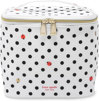 kate spade new york Insulated Lunch Tote, Small Lunch Cooler, Cute Lunch Bag for Women, Thermal Bag with Double Zipper Close and Carrying Handle, Ladybug Dot