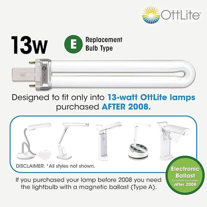 OttLite Folding Task Lamp, White – Multi-Position Shade, Fold-Up Design, Portable Handle, Low Heat & Low Glare Illumination, Fits on Desks & Workstations