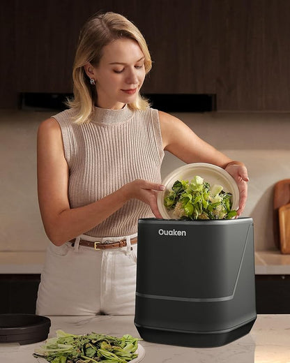 4L Electric Composter for Kitchen, Smart Countertop Compost Bin, Odorless | Low Noise | Auto-Cleaning | Turn Food Waste into Fertilizer, Indoor Food Waste Compost Machine, Black