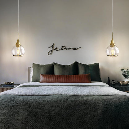 Pendant Light Fixtures Kitchen: 2 Pack Modern Gold Island Light with Clear Glass - 6 Inch Mid Century Globe Kitchen Lighting Chandeliers Ceiling for Foyer Bedroom