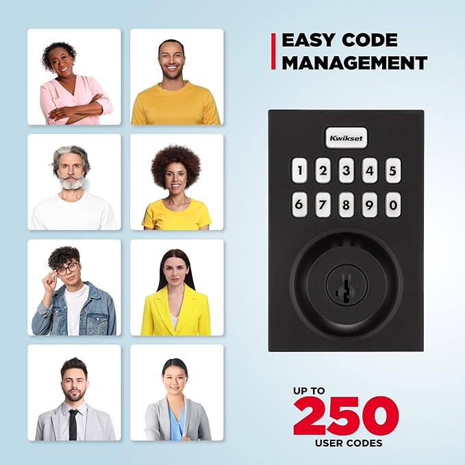 Kwikset HomeConnect 620 Z-Wave Long Range Enabled Keypad Smart Lock Convenient Keyless Entry, Customizable User Codes, Ring Alarm Compatible, Hub Required, Sold Separately Matte Black Contemporary