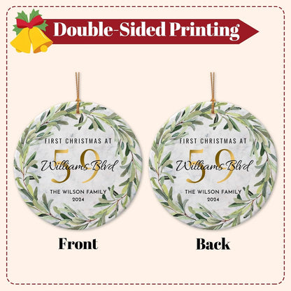 Personalized New Home Ornament 2025 w/Photo & Address, Custom First Christmas in Our New Home Ornaments,Double-Sided Ceramic Customized New House Xmas Ornaments