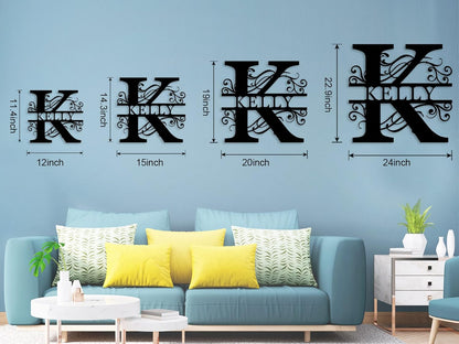 Custom Metal Name Sign | Personalized Metal Signs | Split Letter Monogram Wall Decor | Last Name Sign | Family Name Sign | Personalized Anniversary Wedding Gift | Outdoor Metal Art | Housewarming Gift
