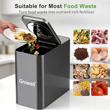 Electric Composter for Kitchen, ETL Listed, 3.2L (108 Oz) Countertop Compost Bin with Strong Brushless Motor(2X Longer Lifespan), Quiet & Odorless, Indoor Composter with LED Display, EC04