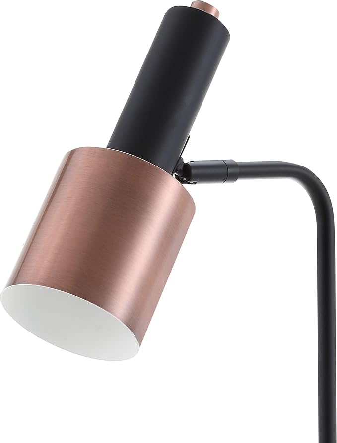 JONATHAN Y 22" Black/Copper Metal LED Task Table Lamp, Mid-Century Modern Desk Lamp for Home Office, Curved Iron Pedestal, UL Listed, LED Bulb Included JYL6101A
