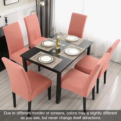 JQinHome Terra Cotta Chair Covers for Dining Room Set of 6, High Stretch Removable Washable Parsons Chair Slipcover for Home Party Hotel Wedding Ceremony (6PCS,Terra Cotta)