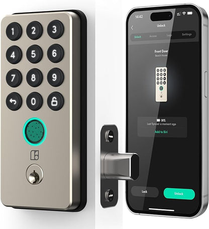 igloohome (NEW!) Deadbolt Go Smart Lock (Satin Nickel) w/Fingerprint, Digital Keys, Remote PIN Codes, WiFi Bridge (Sold Separately) - Tested to ANSI Standards, Easy to Install.