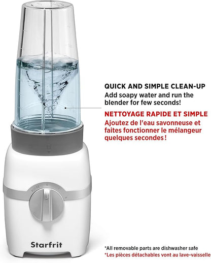 Starfrit Personal Blender - Two 828ml Cups - High, Low & Pulse Modes - 300W - White