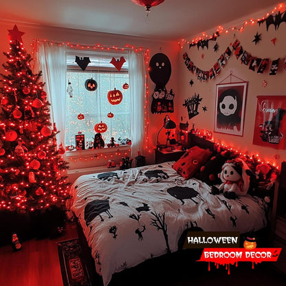 JMEXSUSS 200 LED Halloween Lights Indoor Outdoor, 66ft Connectable LED Red Christmas Lights Plug in, 8 Modes Red String Light for Halloween Tree Indoor Bedroom Garden Yard Porch House Decorations