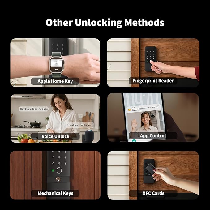 Aqara UWB Smart Lock U400, Matter Over Thread, Apple Home Key, Fingerprint Keyless Entry Deadbolt,Touchscreen Keypad, Rechargeable Battery, Supports HomeKit, Alexa, Google, Home Assistant, Silver