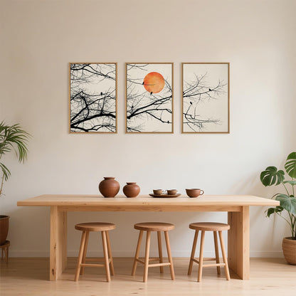 Celestdeco Large Vintage Tree Branch Framed Canvas Wall Art Set, Retro Tree Drawing Wall Decor, Nature Botanical Wall Painting, Neutral Landscape Art Print for Living Room, Bedroom, Office - 24"X36"X3