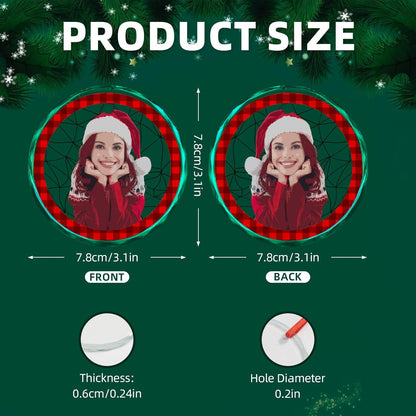 Personalized Christmas Ornaments, Custom Plaid Glass Ornament with Photo,Customized Christmas Tree Decor Gifts for Family, Dad, Mom, Him, Her, Girlfrend