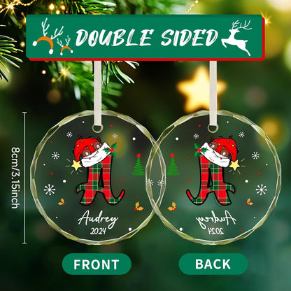 Personalized Christmas Ornaments with Initial Name, Acrylic Custom Monogram Initial A-Z Christmas Ornament 2025 for Kids Family Friends, Customized Letter Name Ornaments for Christmas Tree Decorations