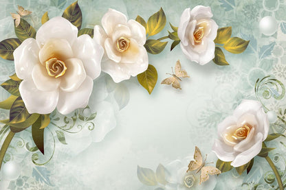 Modern Simple and Stylish Floral Wallpaper, Chinese Style Wall murals, Large Wall Background Decoration(Non-self-Adhesive)