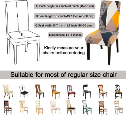 JQinHome Dining Chair Covers Set of 4,Magic Cube High Stretch Removable Washable Parsons Chair Slipcover for Dining Room Home Party Hotel Wedding Ceremony (Geometric Patterns)