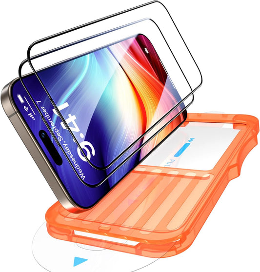 Uyiton UnBreak-Glass for iPhone 15 Pro Max Screen Protector, [Ultrasonic Fingerprint Support][Auto-Alignment Frame] Scratch-Resistant Bubble-Free 15 Pro Max Screen Protector(6.7''), 2 Pack