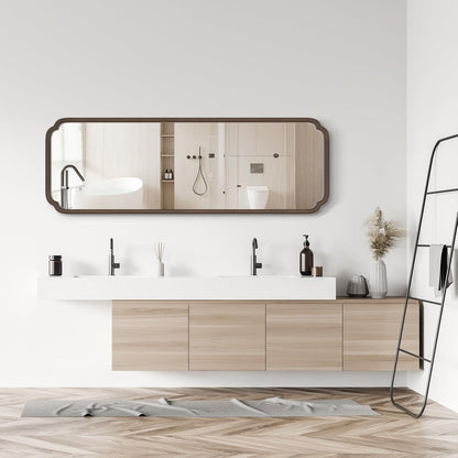 WallBeyond Full Length Mirror Wall Mounted 65"x22", Rustic Wooden Frame Floor Mirror, Large Full Body Mirror for Bedroom, Leaning or Hanging Against Wall (Walnut Solid Wood)