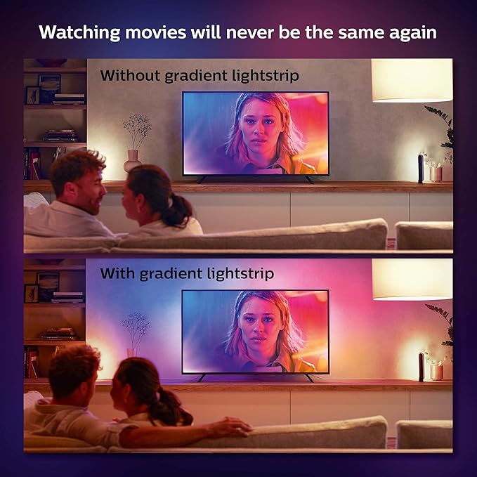 Philips Hue Play Gradient 65" Smart TV Light Strip, Flowing Color-Changing LED Strip Lights, Multicolor TV Backlight Sync with Music and Gaming, Requires Bridge & Sync Box, Control with App and Voice