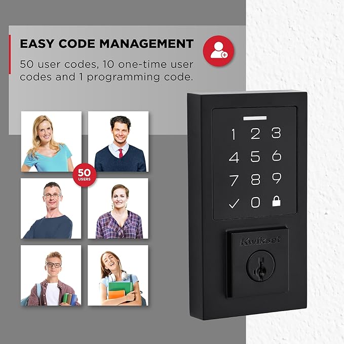 Kwikset SmartCode 270 Keyless Entry Electronic Touchpad Deadbolt Door Lock with Auto-Lock, Custom User Codes, Advanced Security in Matte Black Contemporary