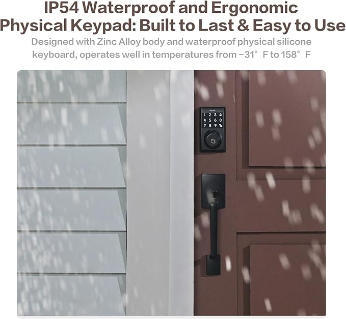 Keylynx 4-in-1 Smart Door Lock with APP Control, Fingerprint Door Locks with Keypad Deadbolt, Keyless Entry Door Lock with Auto-Locking, 16-Month Battery Life Deadbolt Lock, Easy Installation