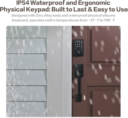 Keylynx 4-in-1 Smart Door Lock with APP Control, Fingerprint Door Locks with Keypad Deadbolt, Keyless Entry Door Lock with Auto-Locking, 16-Month Battery Life Deadbolt Lock, Easy Installation