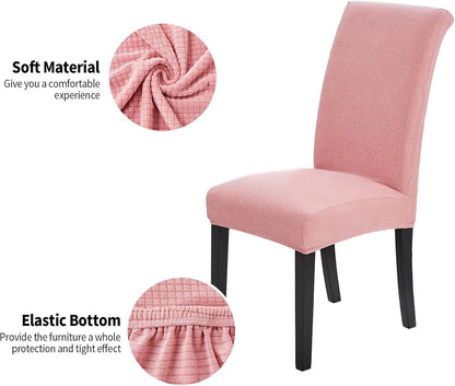 Joccun Chair Covers for Dining Room Set of 6,Dining Chair Slipcovers Stretch Dining Room Chair Covers Seat Protector,Washable Parsons Chair Cover for Home,Banquet(Dusty Pink,6 Pack)