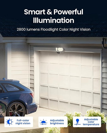 REOLINK Elite Pro Floodlight PoE, 16MP Dual Lens PoE Security Camera with 180° View, Local AI Video Search, Full Color & Infrared Night Vision, Smart Detection, 24/7 Recording with Motion Track