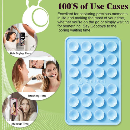 Anteel MAX Silicone Suction Phone Case Adhesive Mount, Upgraded Super Strong Grip, Durable, Easy to Use, Hands-Free Sticky Phone Holder for Selfies, Tiktok Videos, 2.56"x3.94" (Light Pink)