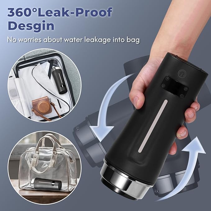 Dual Voltage Travel Kettle, 110-240V Portable Electric Kettle with LCD Display, 4 Temperature Settings, 4 Colors LED for Global Use (350ML)