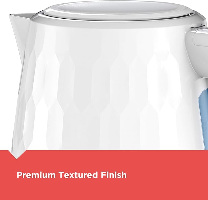 BLACK+DECKER 1.7L Cordless Electric Kettle,KE1560W,Premium Texture,Water Window,Rapid Boil,Auto Shutoff,White,(Pack of 2)