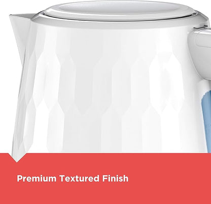 BLACK+DECKER 1.7L Cordless Electric Kettle,KE1560W,Premium Texture,Water Window,Rapid Boil,Auto Shutoff,White,(Pack of 2)