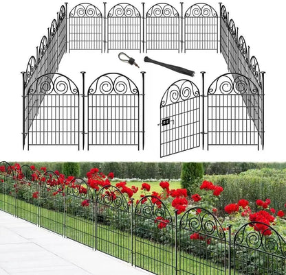 Tall Garden Fence with Gate, 40 Inch(H) 20 Panels Total Length 43.7 Ft, Dog Fencing Outdoor for Yard, Dog Digging Fence Barrier, Decorative Fence for Garden│Patented