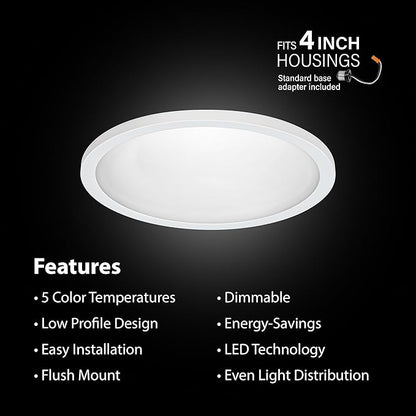 Feit Electric LED Ceiling Downlight, Dimmable Flat Panel Ceiling Light with Color Selection (5CCT), TP24 Adapter Included