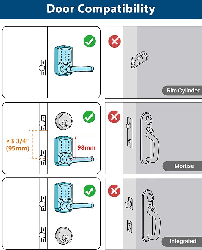 HIDALIFE Keyless Entry Door Lock, Electronic Keypad Door-Lock with Handle, Touchscreen, Auto-Locking, Anti-peep Password, Easy to Install for Front Door, Home, Office, Satin Nickel