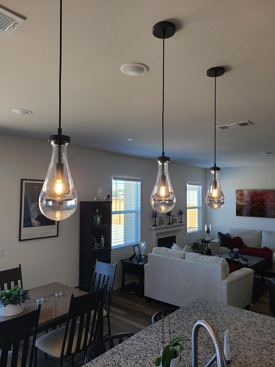 Modern Raindrop Pendant Lights Set of 2, Bronze Pendant Lights Kitchen Island, Black Pendant Light Island Lights for Kitchen Chandeliers for Living Room Bathroom Bedroom Hallway,Bulb Included