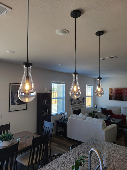 Modern Raindrop Pendant Lights Set of 2, Bronze Pendant Lights Kitchen Island, Black Pendant Light Island Lights for Kitchen Chandeliers for Living Room Bathroom Bedroom Hallway,Bulb Included