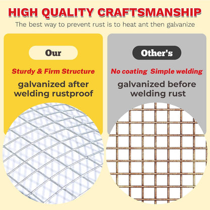 Hardware Cloth,1/4inch 48inx100ft 23 Gauge,Double-Layer Hot-Dip Galvanizing After Welding,Chicken Wire Fence Wire Mesh Fence Poultry Netting Garden Fence Tree Guard Rolls