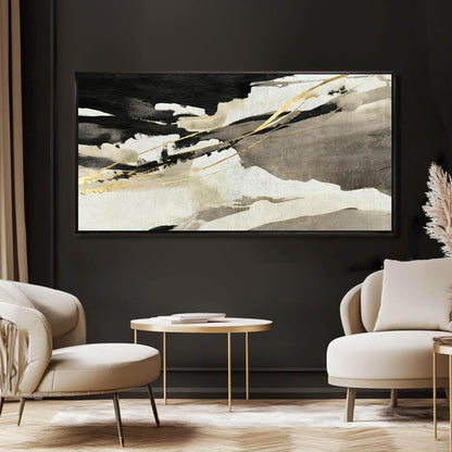 Gold Wall Decor Black Wall Art Abstract Wall Art for Living Room Framed Artwork for Office Modern Pictures for Wall 20”x40”