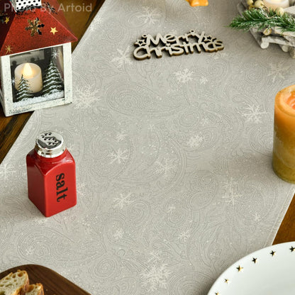 Artoid Mode Snowman Birds Trees Christmas Table Runner, Seasonal Silver Winter Holiday Kitchen Dining Table Decoration for Home Party Decor 13 x 48 Inch